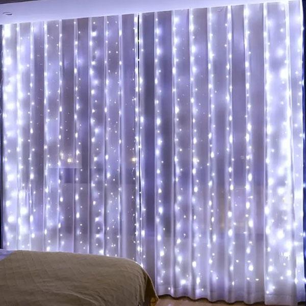 Гирлянда на штору новогодняя Капля росы 200 LED 220 В 3х2 м Белый (LG-173303W)