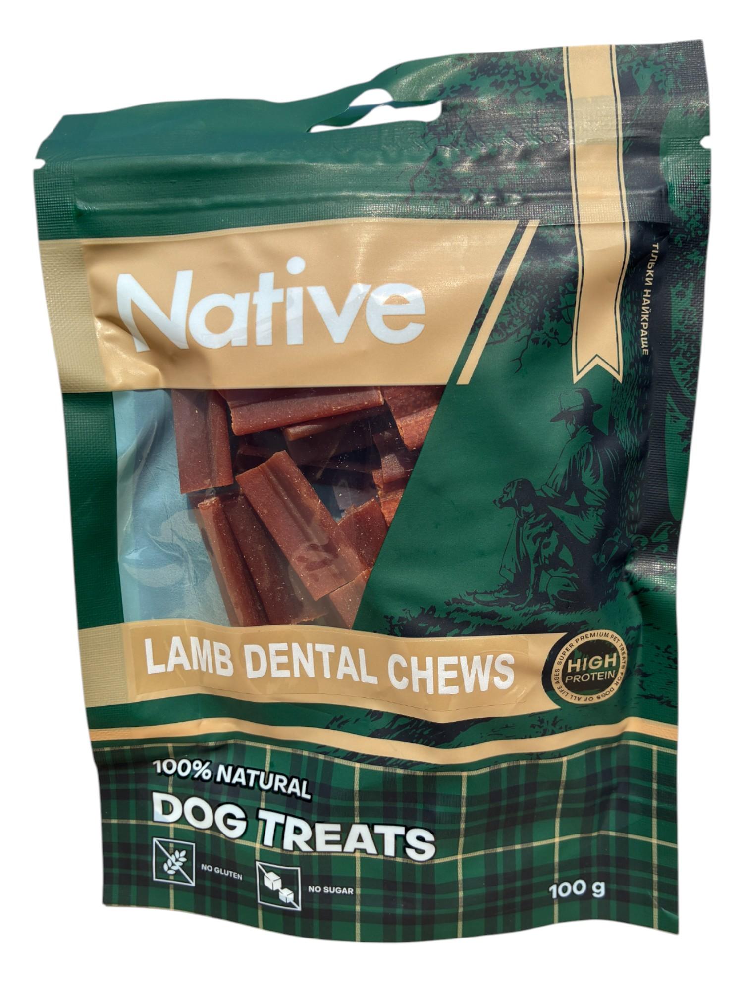 Ласощі для собак NATIVE Lamb Dental Chews Зубні жувальні страви з ягня 100 г (31081007n)