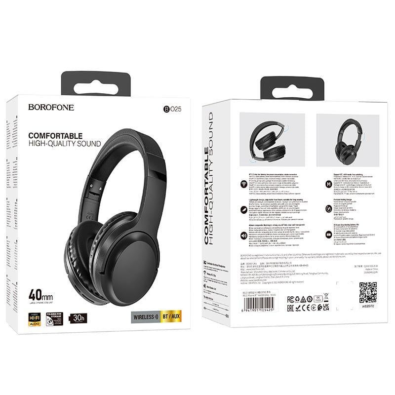 Навушники Borofone BO25 Bluetooth 300 мАч Black (594454) - фото 3