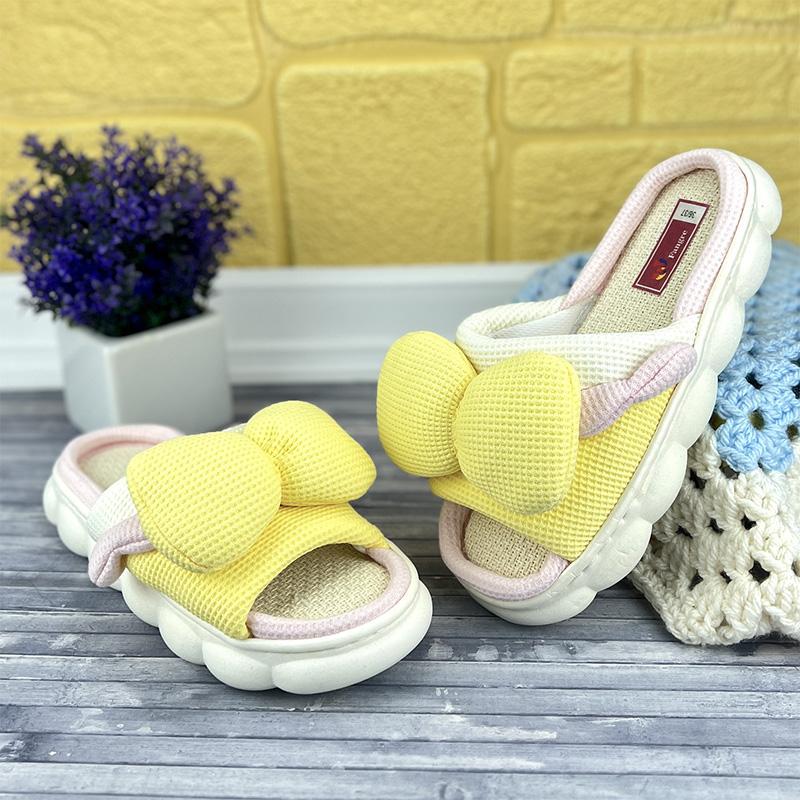 Домашні тапочки жіночі SANLINE Е-005658-2 з бантом 22,5-23 см p. 36 Жовтий (66315289)