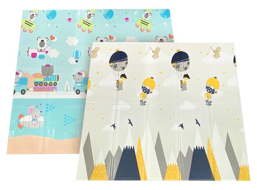 Развивающий коврик детский двухсторонний Воздушный шар Н7/Зверята Н8 складной с сумкой 200х180х1 см (2633715649)