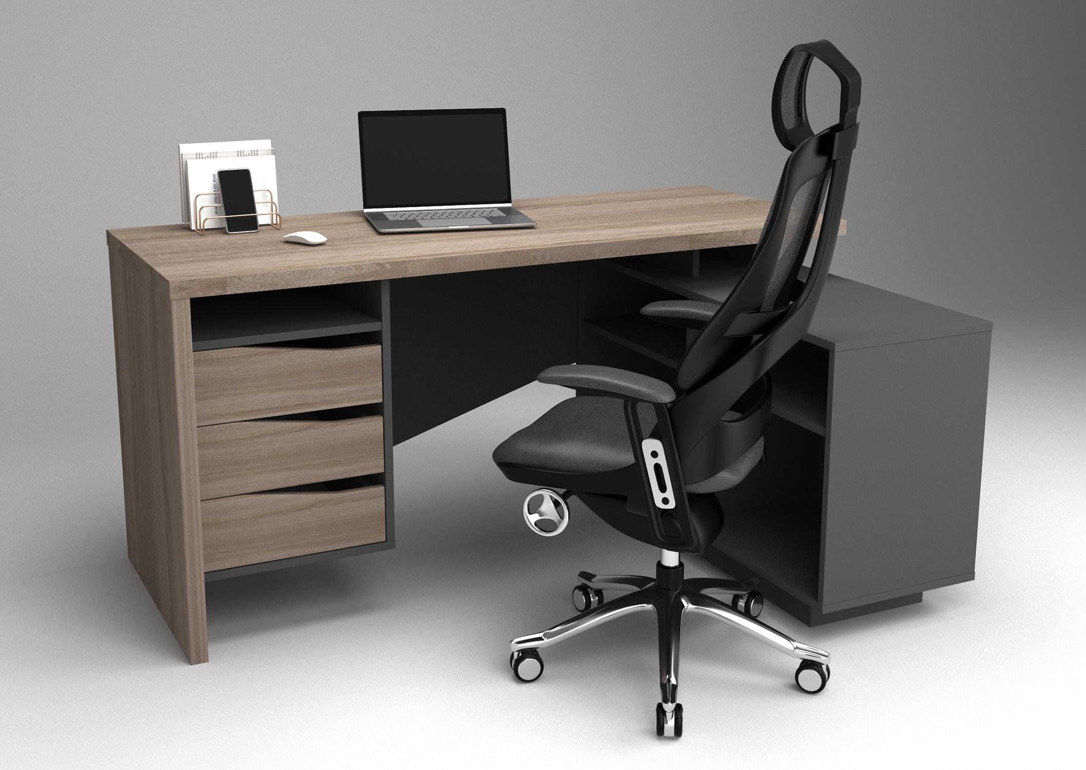 Стол компьютерный кутовий Intarsio Connect 3 157x112x62 см Дуб сонома трюфель/Антрацит - фото 2 Стол компьютерный кутовий Intarsio Connect 3 157x112x62 см Дуб сонома трюфель/Антрацит - фото 2