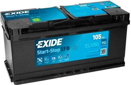Аккумулятор автомобильный EXIDE Start-Stop EFB EL1050 EN 6СТ-105Ah АзЕ 950A (76064)