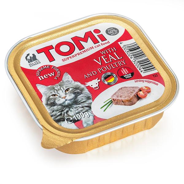 Паштет для котів TOMi veal poultry телятина/птиця 100 г (4003024320044)