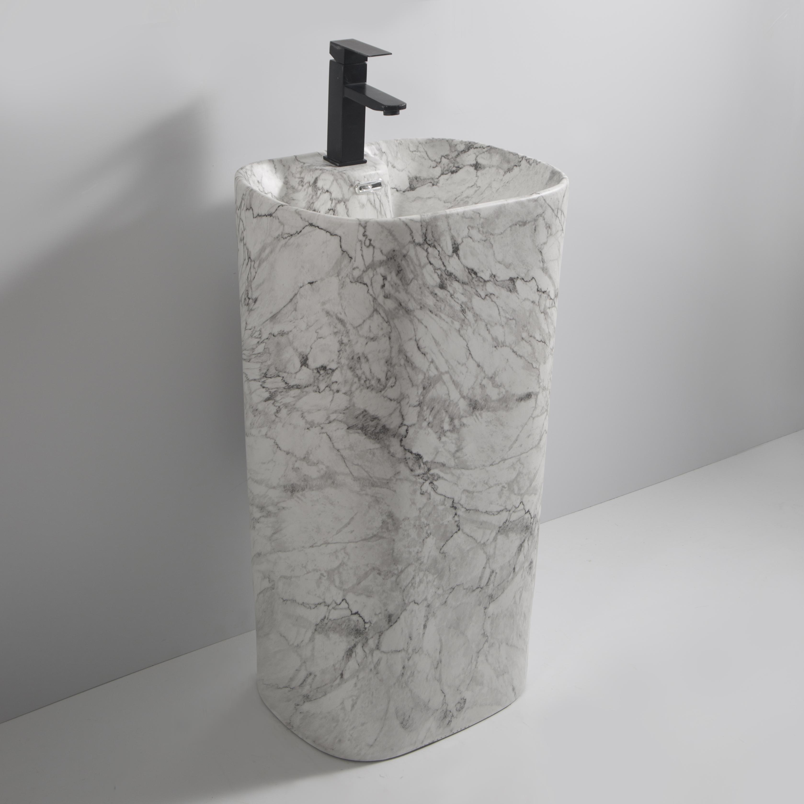 Раковина моноблок MIXXUS PREMIUM DIVERSE-1101 MARBLE з отвором під змішувач та переливом 460х380х840 мм (MP6575) - фото 3