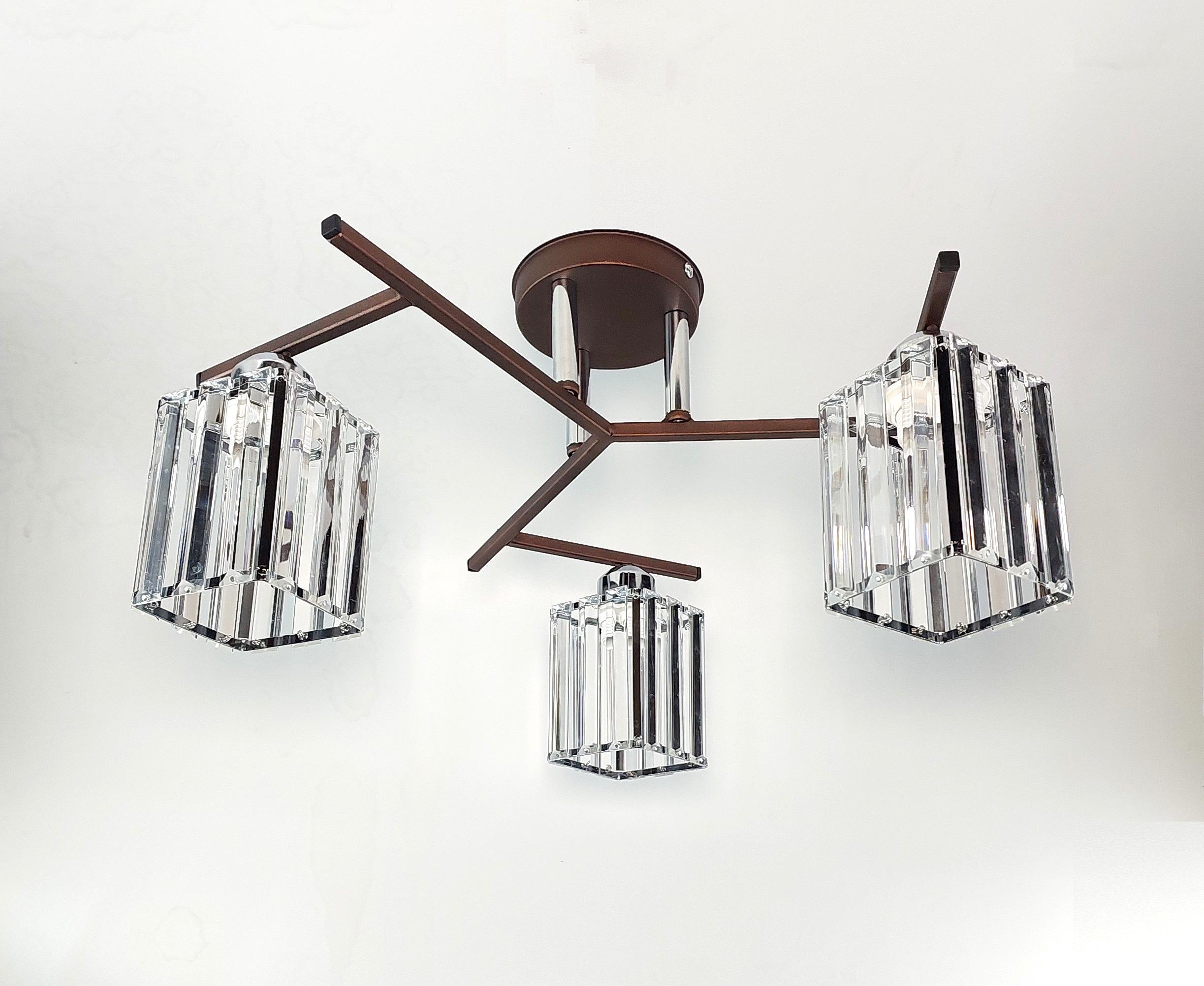 Люстра потолочная Лофт 3278/3 на три плафона металлическая Коричневый