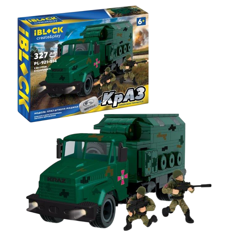 Конструктор Iblock Армія КрАЗ Штабна машина PL-921-514 2 фігурки 37,5x6x26 см 327 деталей (MTT-173156)