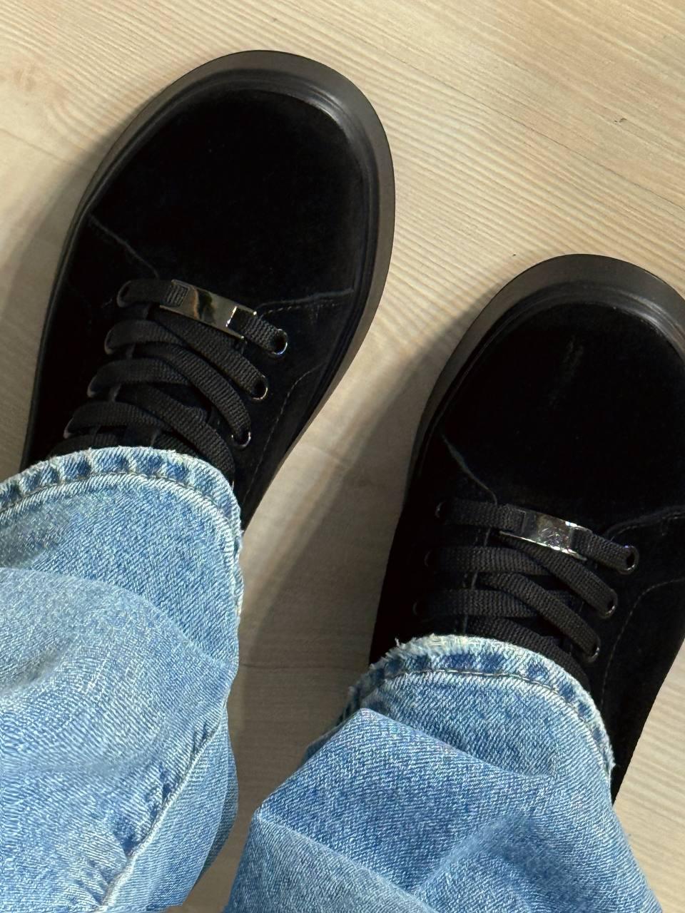 Кеди жіночі Hengji 537-8 замшеві на платформі р. 40 25,5 см Чорний - фото 5