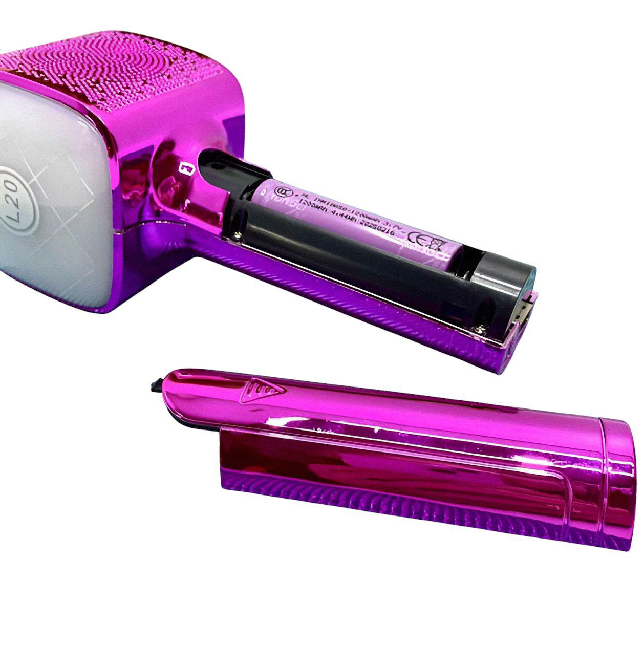 Караоке-микрофон беспроводной L20 с поддержкой Bluetooth/USB на аккумуляторе Фиолетовый (28784331) - фото 2