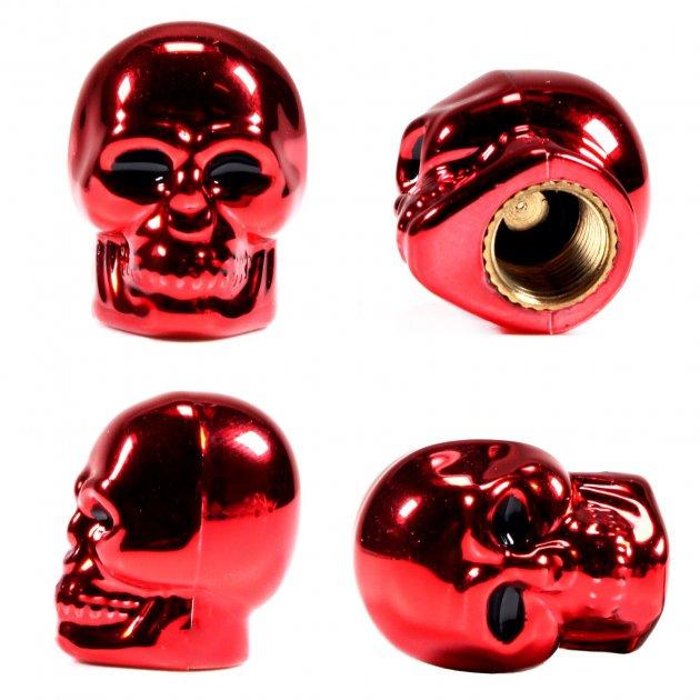 Набор колпачков на ниппель для автомобиля SUNROZ Caps Skull 4 шт. Red