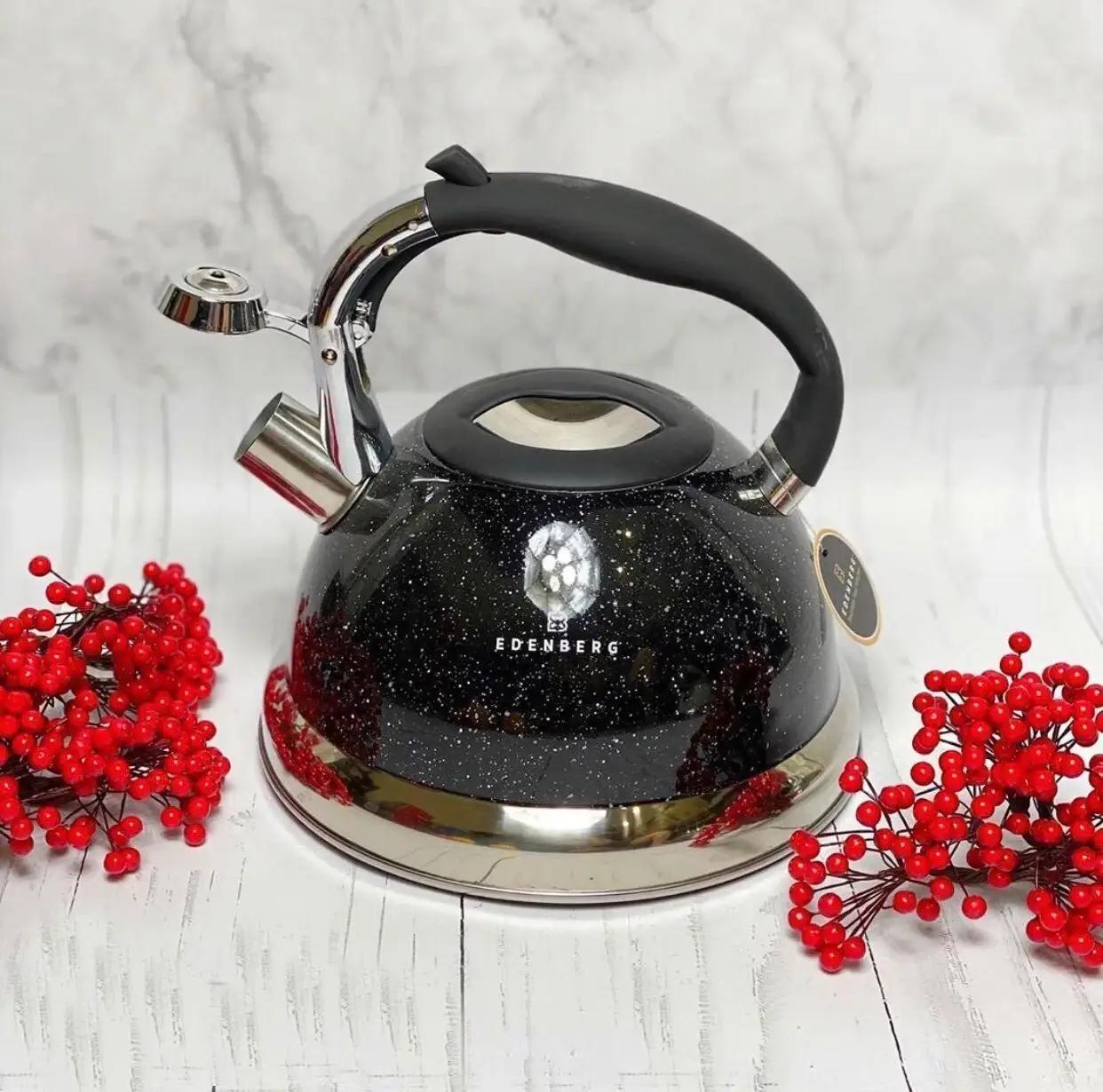 Чайник с свистком для индукционной плиты Edenberg EB-1955 из нержавеющей стали 3 л Черный (2530556601) - фото 1 Чайник с свистком для индукционной плиты Edenberg EB-1955 из нержавеющей стали 3 л Черный (2530556601) - фото 1