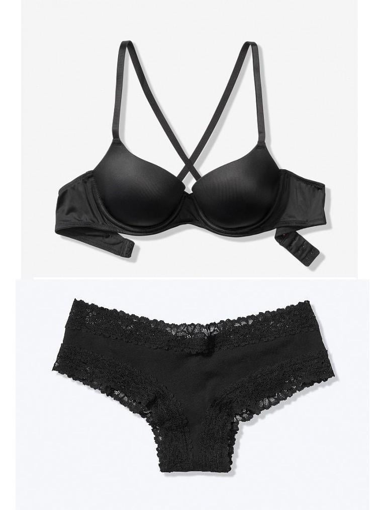 Комплект нижнего белья Victoria's Secret 337-685-1 формованная чашка и трусики бразилиана 75D/М Черный (25-57)