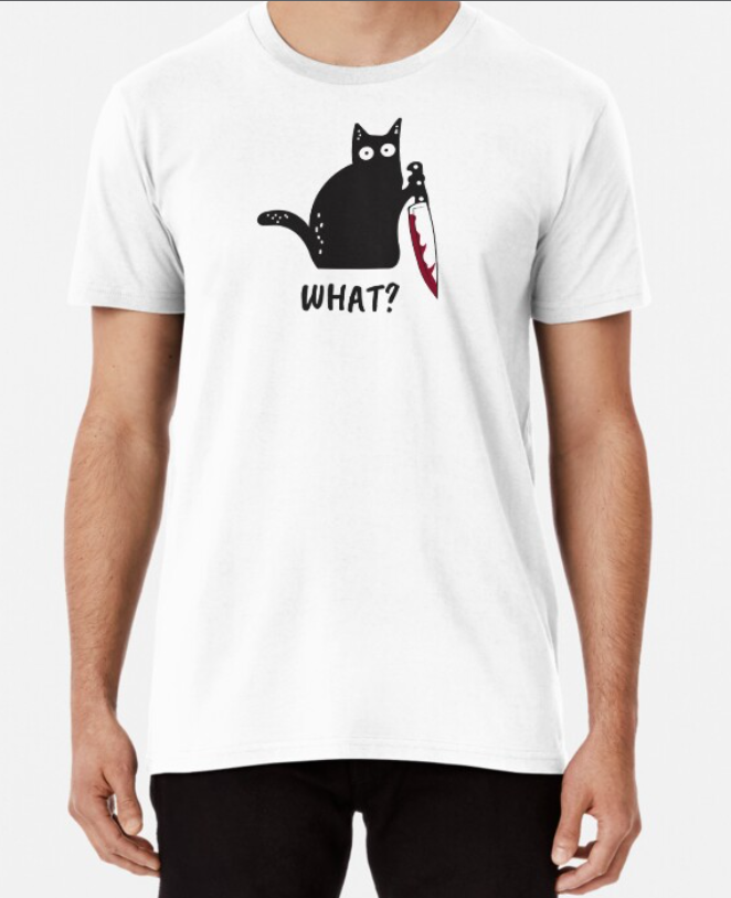 Футболка Чоловіча Stedman з принтом Кіт з ножем XXXL Білий