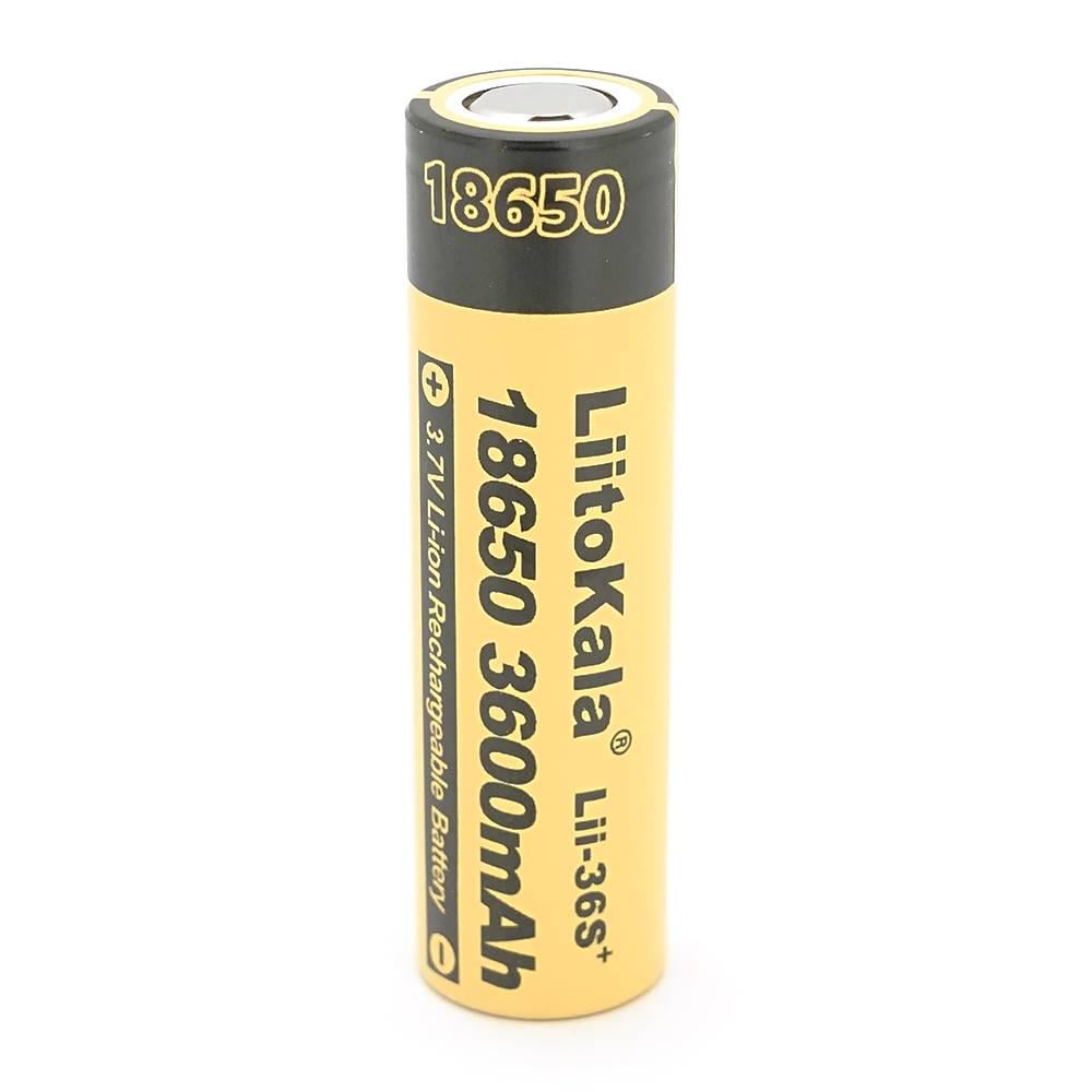 Акумулятор 18650 Li-Ion LiitoKala Lii-36S+ 3600 mAh 3,7V 65,5х18,5 мм Black/Yelow (38725)