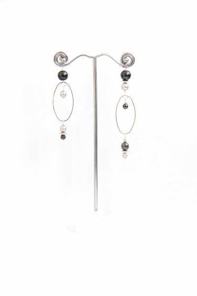 Сережки асиметричні фігурні c перлами Minimalist-small ручна робота (ER-0055)