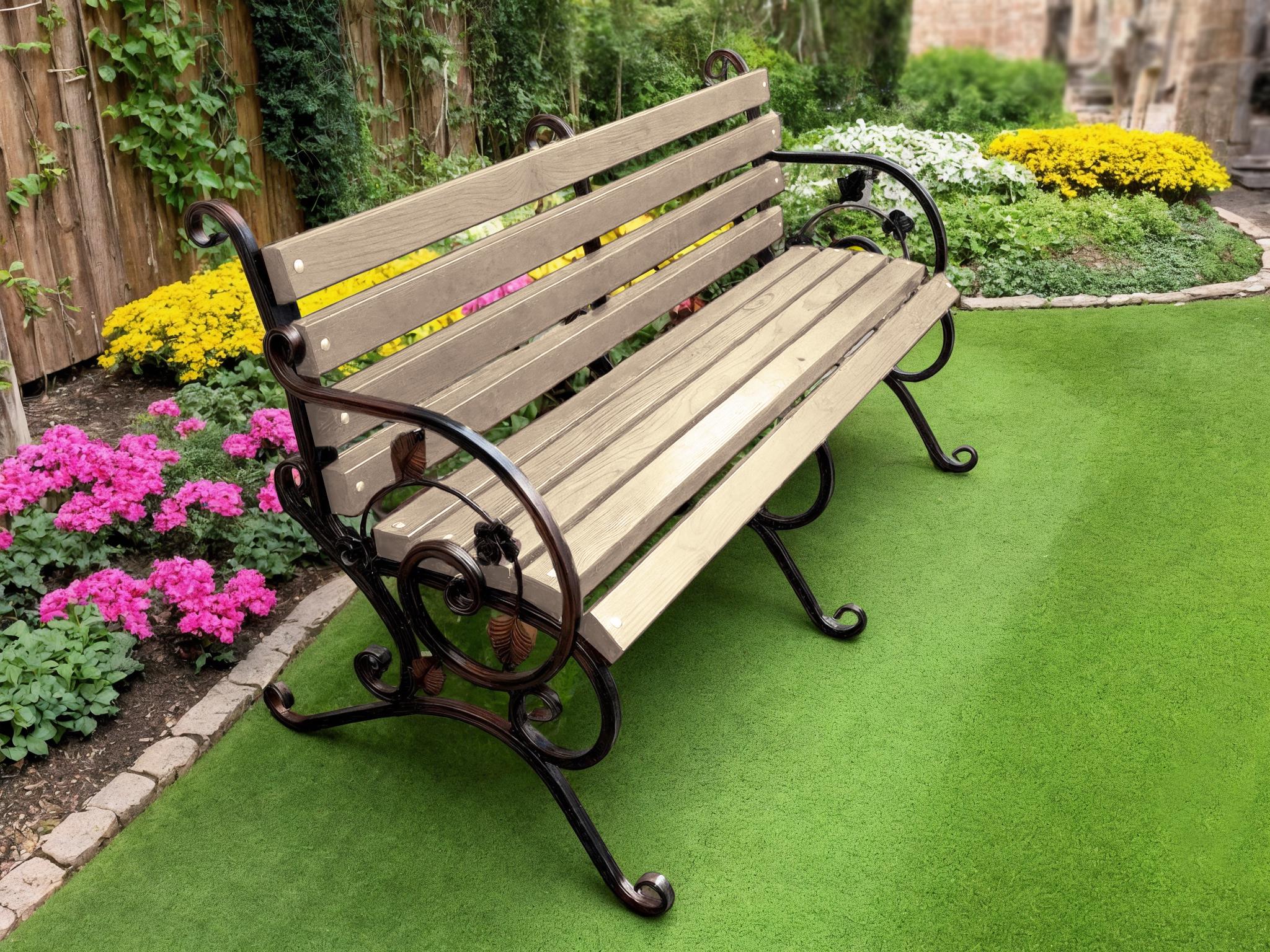 Лава садова кована Tobi Sho Камелія з підлокітниками 200 см Слонова кістка - фото 1