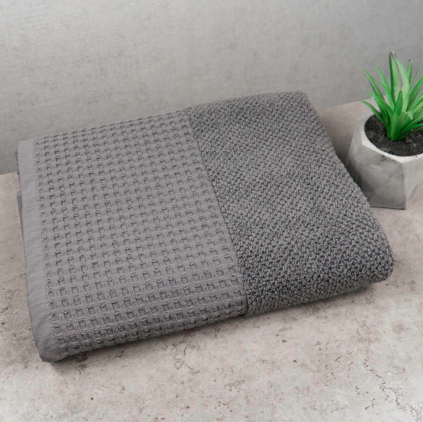 Полотенце для лица и рук GM Textile Вафельный бордюр 50х90 см 450г/м2 Серый (500-90-vb-grey)