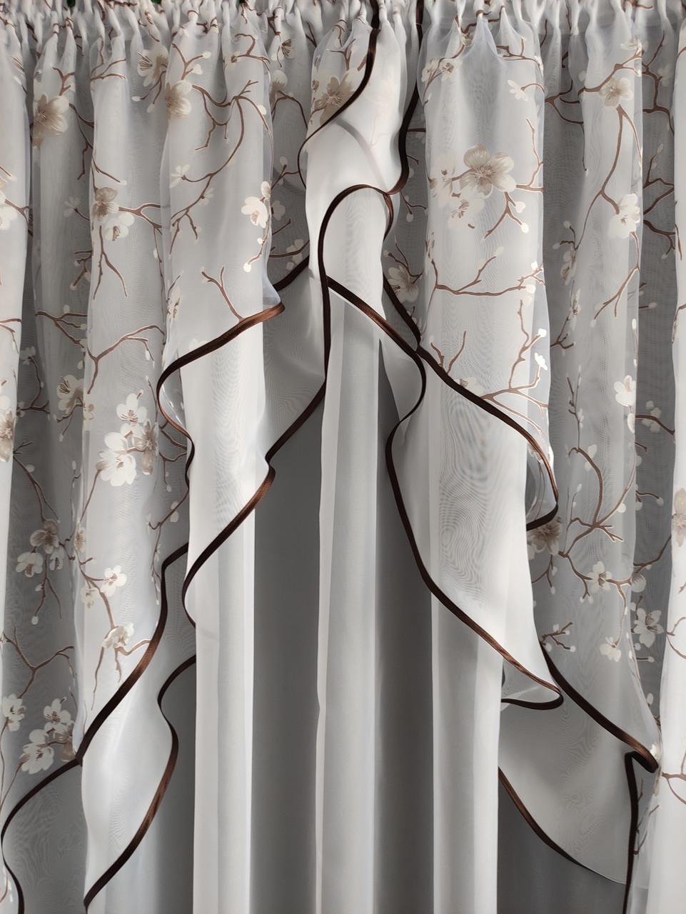 Занавески кухонные 4х1,8м Белый с коричневым - фото 2 Занавески кухонные 4х1,8м Белый с коричневым - фото 2