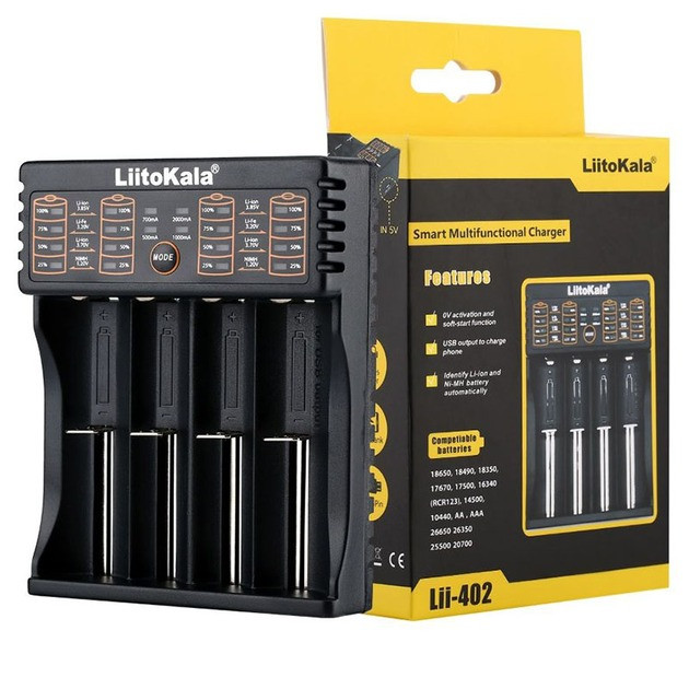 Зарядний пристрій розумний LiitoKala Lii-402 з функцією PowerBank для 18650/Li-ion/Ni-MH (ML-04835)