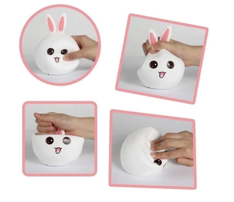 Нічник-світильник дитячий RIAS Зайчик силіконовий з рожевими вушками Білий - фото 6 Нічник-світильник дитячий RIAS Зайчик силіконовий з рожевими вушками Білий - фото 6