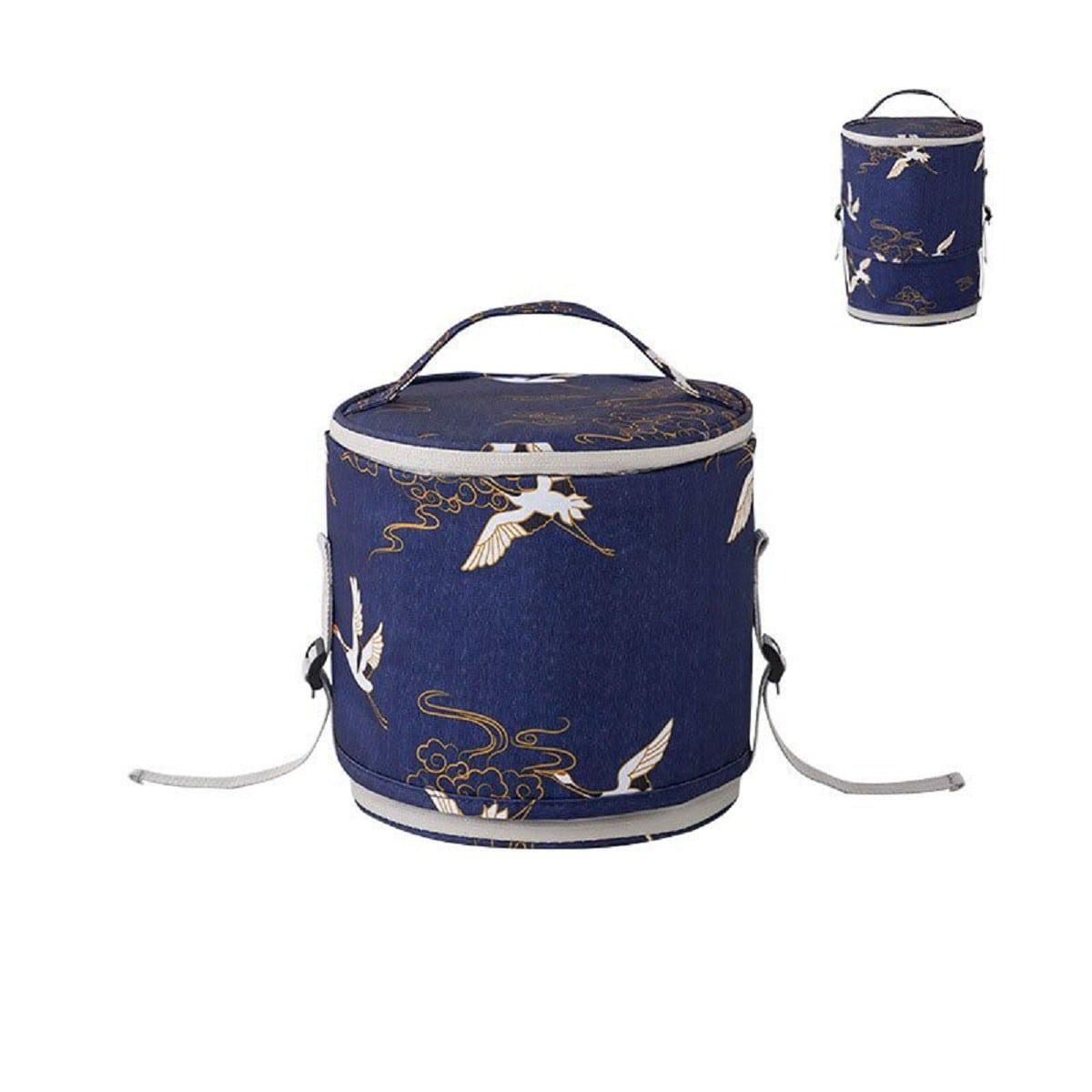 Ланч-бокс Журавли круглый с регулировкой высоты Синий - фото 2 Ланч-бокс Журавли круглый с регулировкой высоты Синий - фото 2