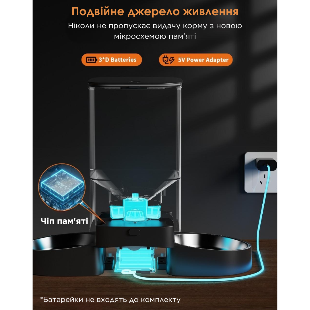Автоматична годівниця для котів та собак HONEYGUARIDAN S305D 5 л Wi-Fi Чорний (2357705321) - фото 5