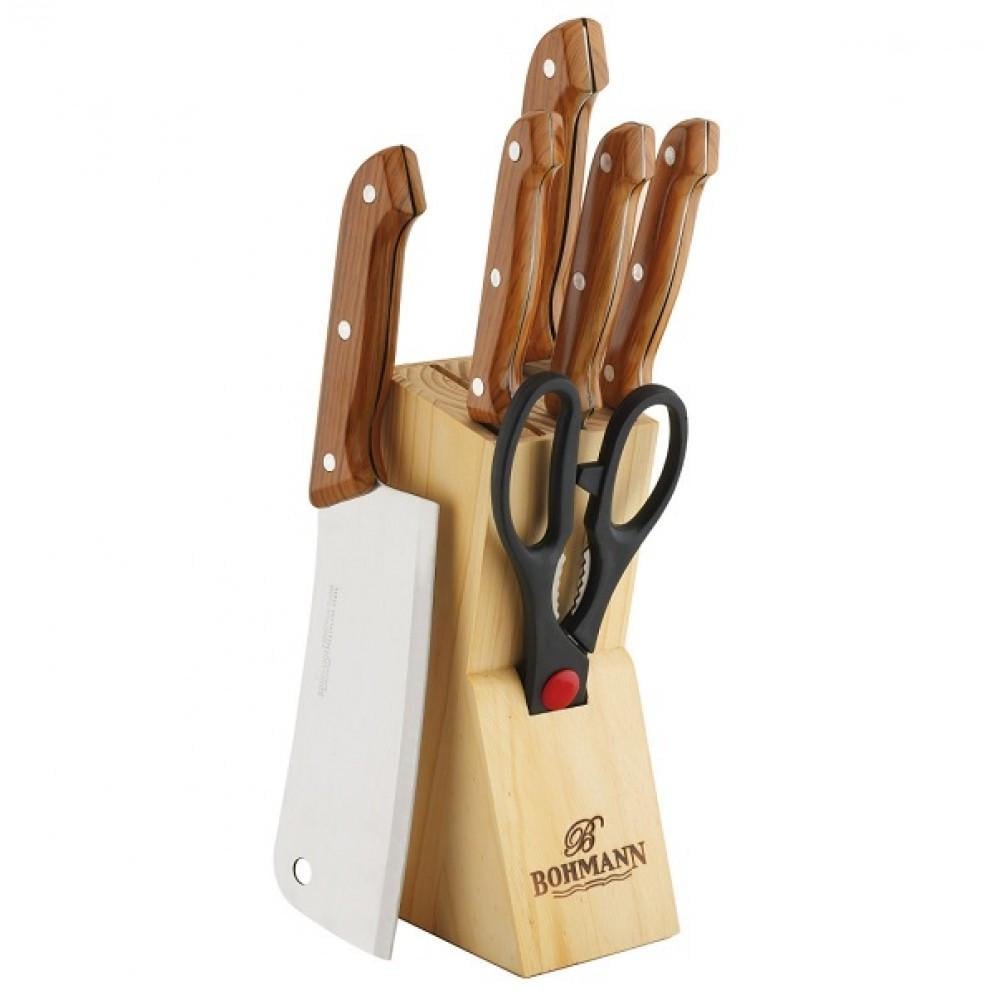 Набор кухонных ножей Bohmann на деревянной подставке 7 пред. (5127WD)