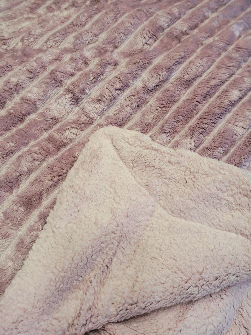 Плед на овчине Шарпей Королевская полоска 150x200 см Сиреневый (1450) - фото 5