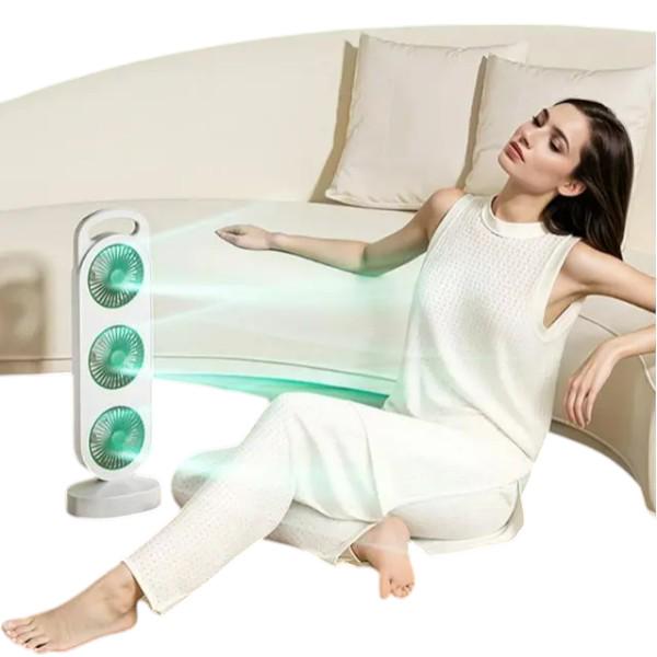 Вентилятор настільний з 3 турбінами акумуляторний Чорний (S-31) - фото 3 Вентилятор настільний з 3 турбінами акумуляторний Чорний (S-31) - фото 3