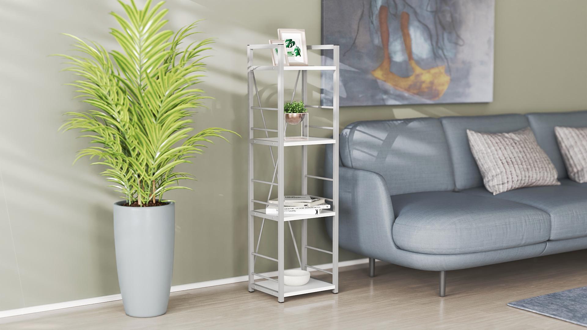 Этажерка Ferrum-decor Коннект 4/34 ДСП 16 мм 120x34x28 см Серый/Белый (FRD-104283)