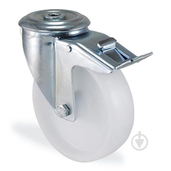 Колесо поворотное из полипропилена с отверстием и тормозом 100 мм (2006-ST-100-Р)