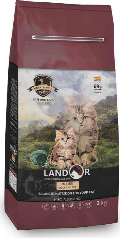 Корм сухой для котят LANDOR Kitten Duck&Rice Утка с рисом 2 кг (31365271)