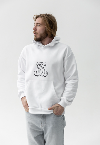 Худі чоловіче Gabbi BEAR oversized S/M Білий (13418-м)