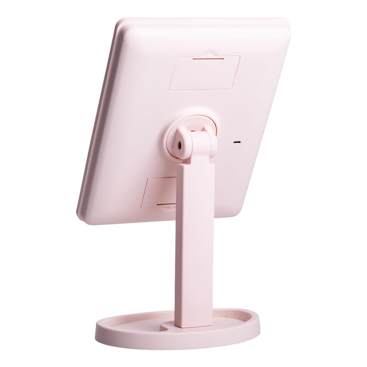 Дзеркало настільне з підсвічуванням для макіяжу прямокутне на ніжці 22 LED USB 21х16 см Рожевий (6881) - фото 3 Дзеркало настільне з підсвічуванням для макіяжу прямокутне на ніжці 22 LED USB 21х16 см Рожевий (6881) - фото 3