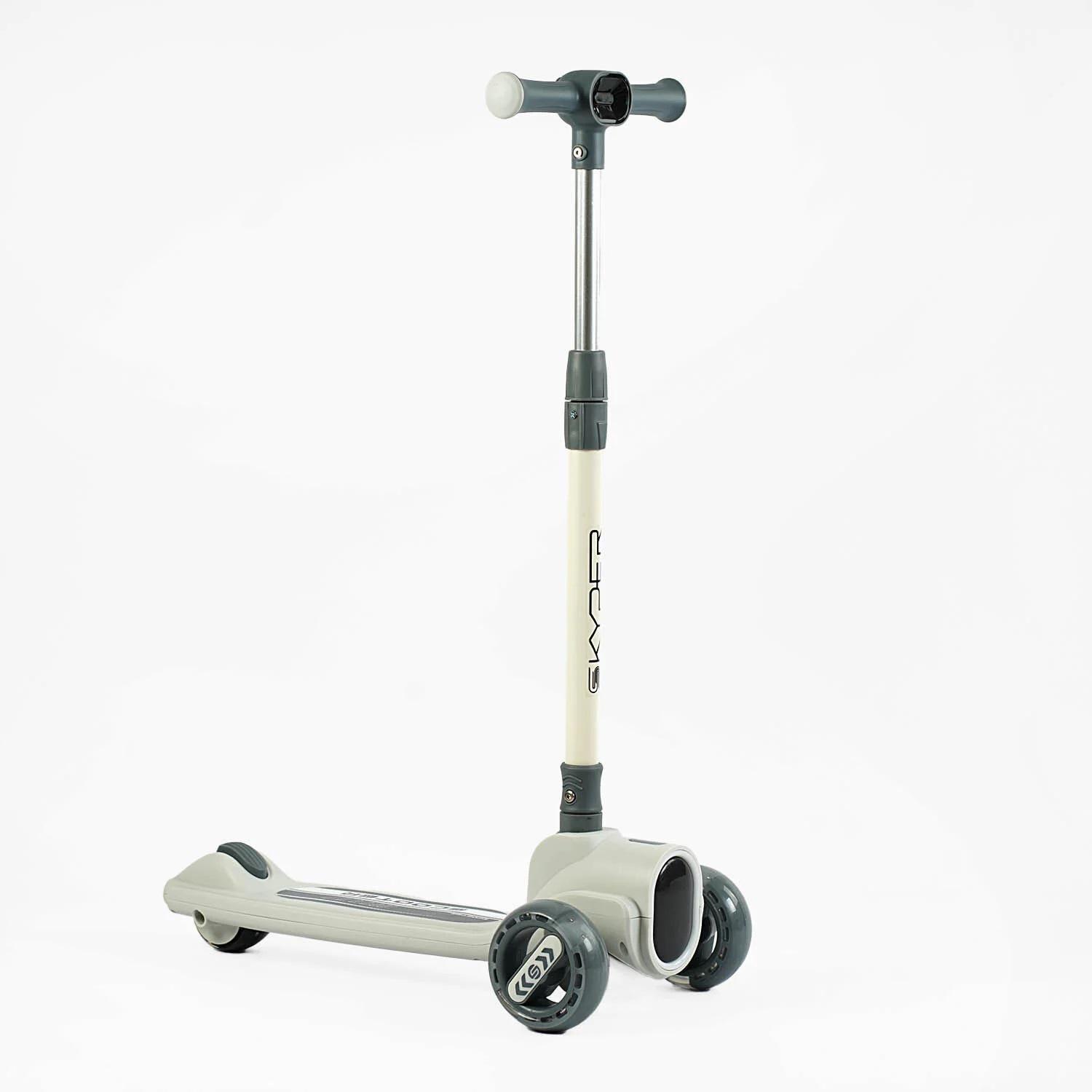 Самокат трехколесный Skyper/колеса PU со светом/музыка/руль складной 125х47 мм Black (153416)