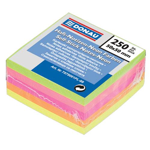 Бумага для заметок Donau с клейким слоем 50х50 мм 250 листов 5 неоновых цветов (7575001PL)