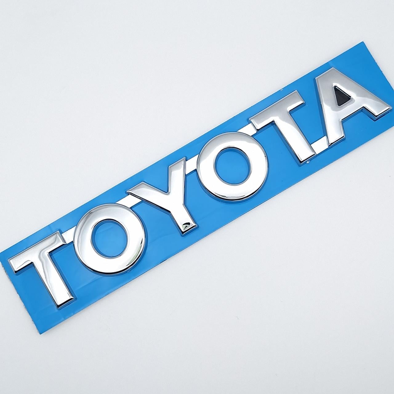 Эмблема надпись Toyota ABS 15,8х2,7 см Хром глянцевый (2452687039)