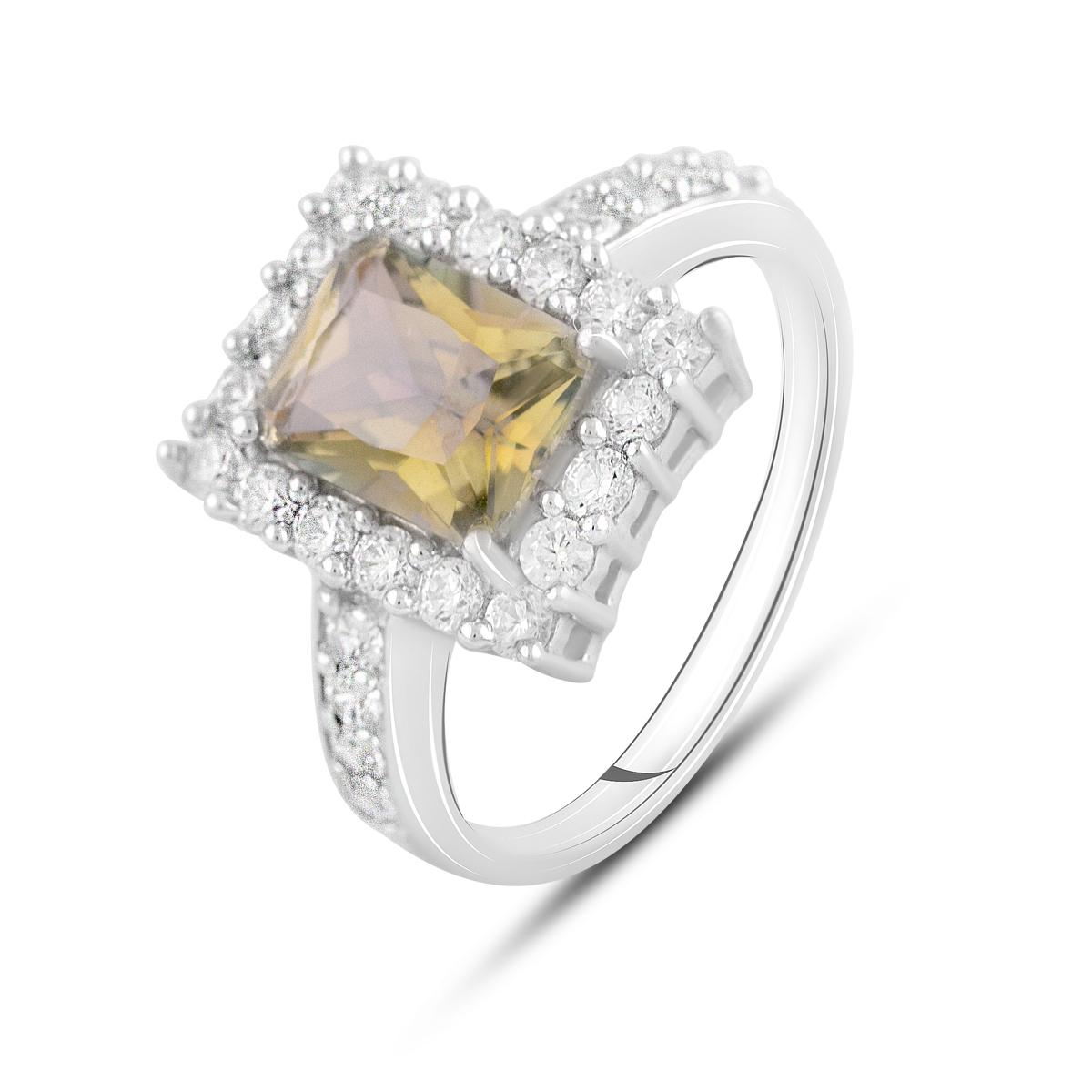 Кольцо серебряное с натуральным цитрином nano и белым топазом 4,18 ct 4,69 г р. 17 (2122791)