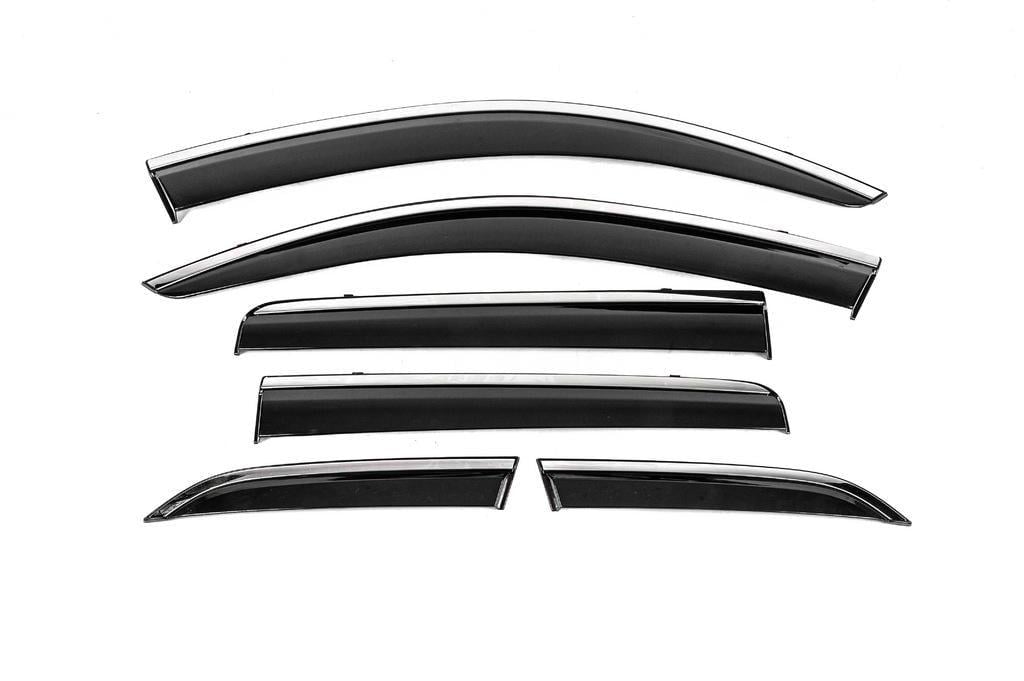 Ветровики с хромом Niken Luxury для Mitsubishi Outlander 2012-2021 гг. поликарбонат 6 шт. Черный (130026)
