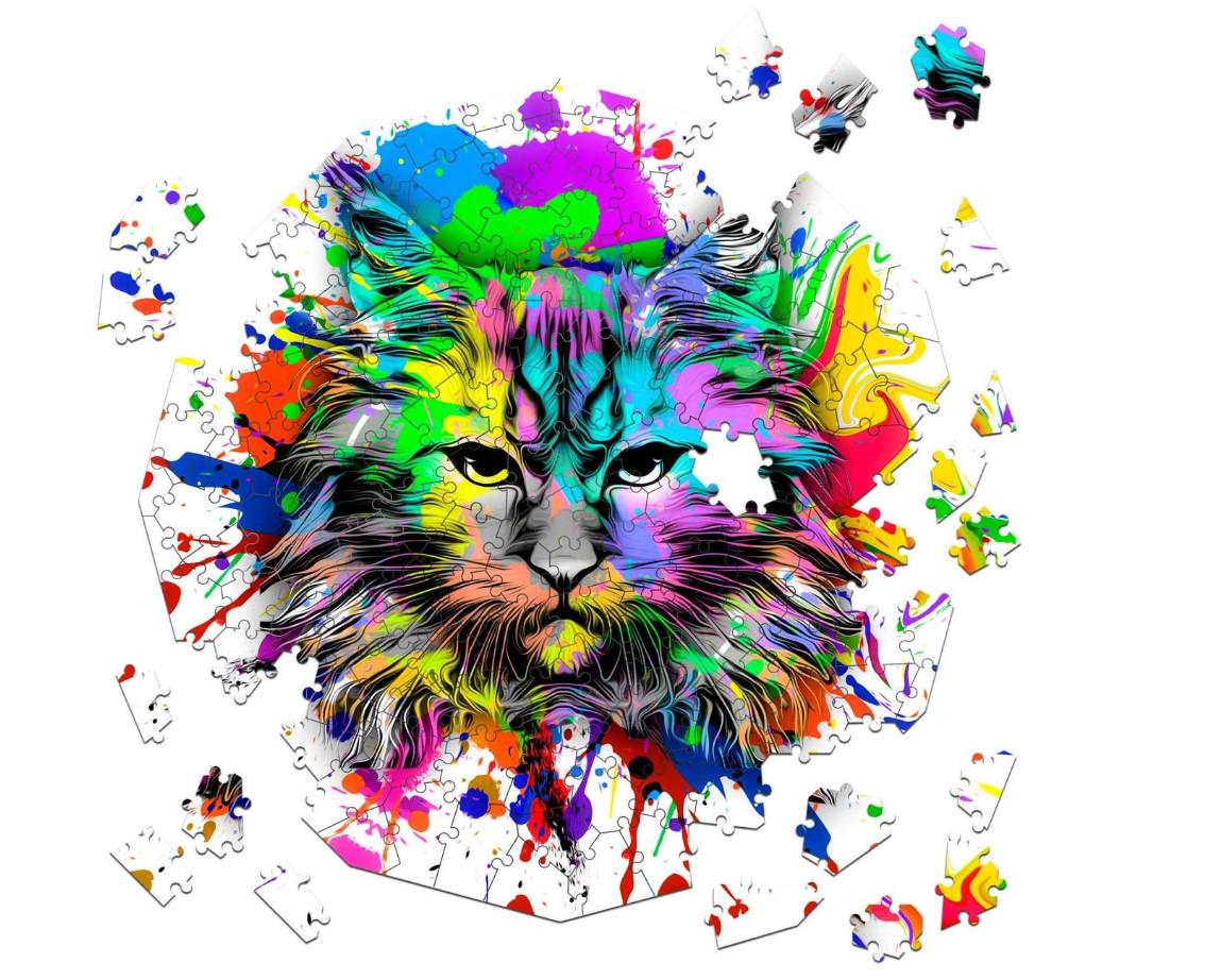 Пазл дерев'яний фігурний THEGRAVIX Графіті Тварини Кіт 146 деталей