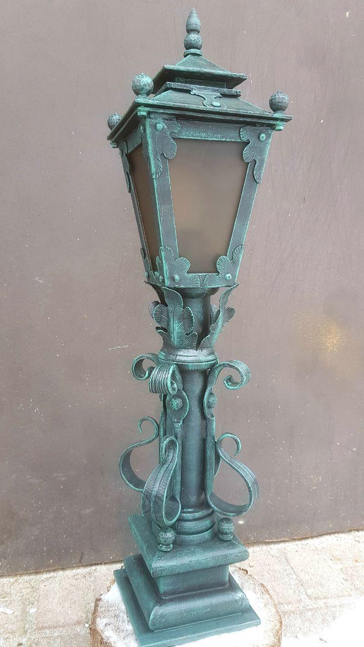 Фонарь уличный Е27 IP44 с патиной 20x20x85 см Зеленый - фото 3