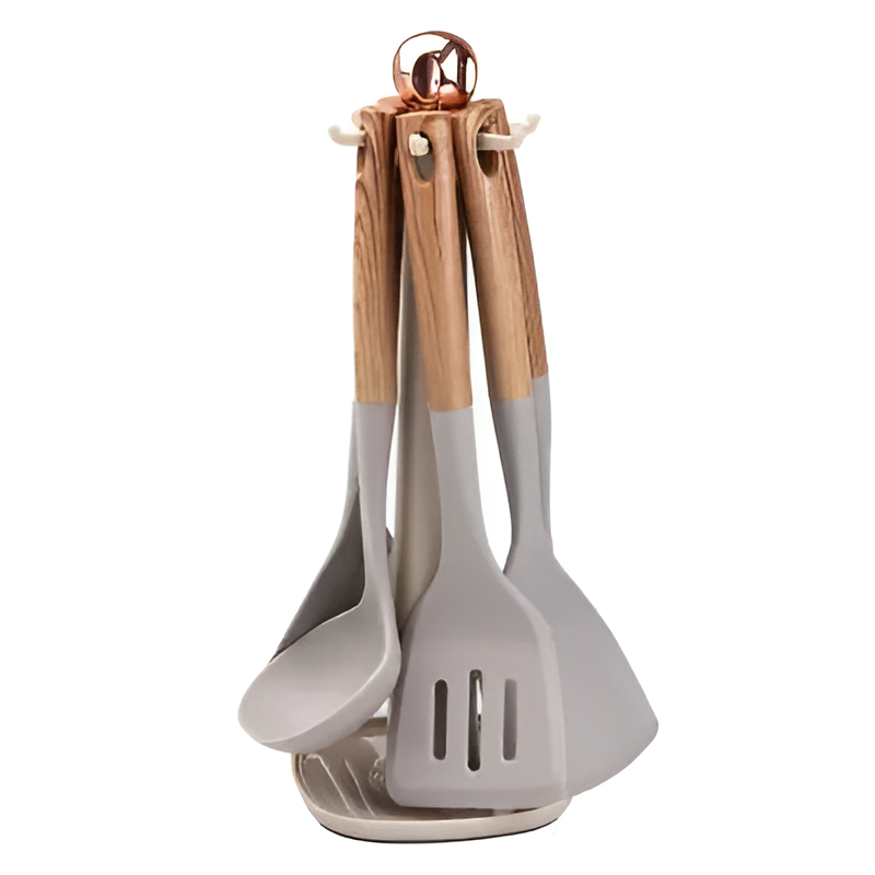 Набір кухонного приладдя TS Kitchen на підставці 6 шт. Сірий (HP27474)