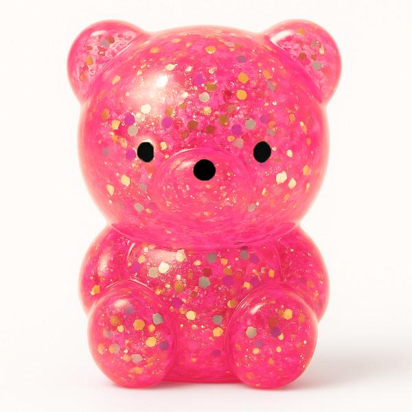 Игрушка антистресс Мишка с блестками 5,5 см Розовый (26568370)