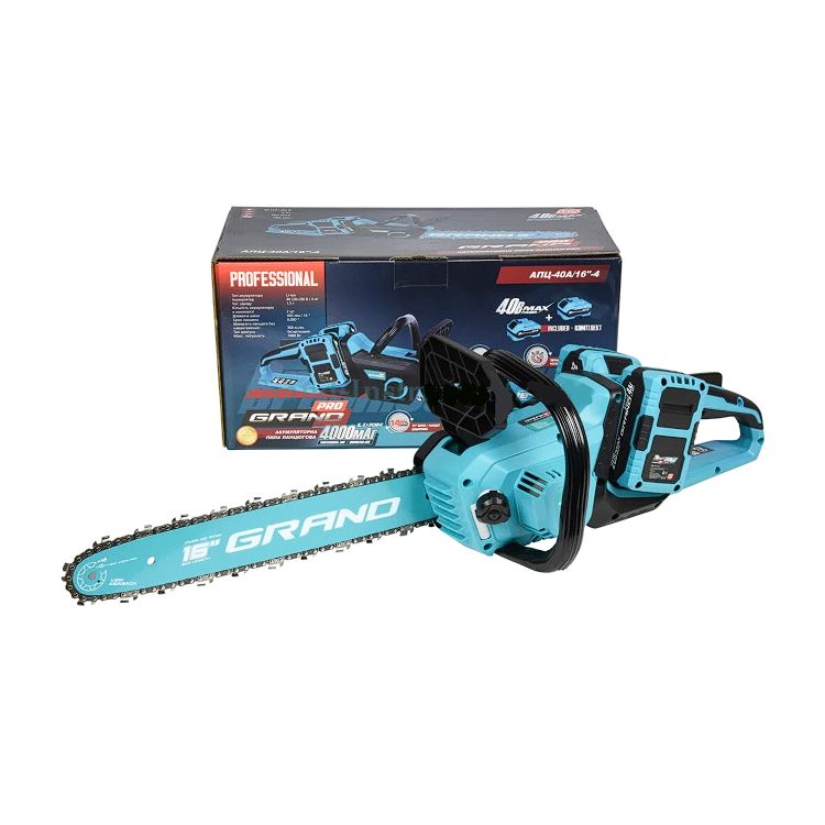 Пила цепная аккумуляторная Grand АПЦ-40А/16-8 два АКБ 8 А 2 шины/2 цепи - фото 2 Пила цепная аккумуляторная Grand АПЦ-40А/16-8 два АКБ 8 А 2 шины/2 цепи - фото 2