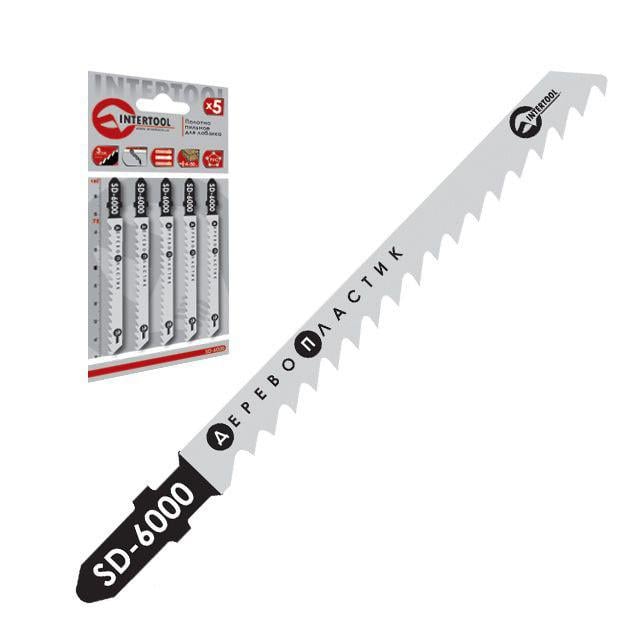 Набор полотен Intertool SD-6000 для лобзика 75 мм по зубу 3,0 мм для работы по древесине, ламинату, пластику 5 пр.