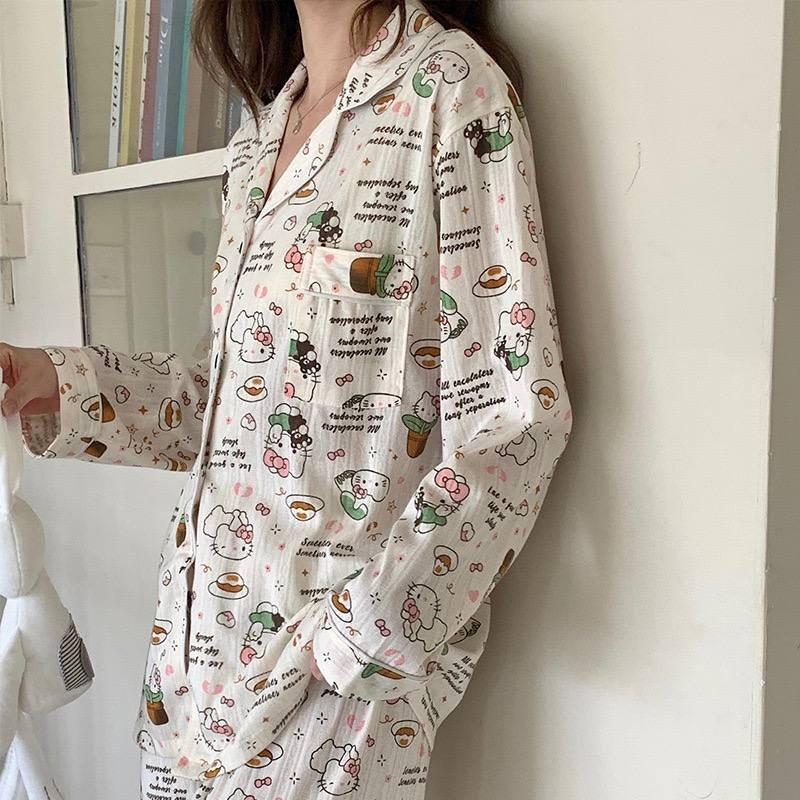 Пижама для девочки подростковая с принтом Hello Kitty из хлопка 152-160 см 10-13 лет Белый (10399) - фото 4 Пижама для девочки подростковая с принтом Hello Kitty из хлопка 152-160 см 10-13 лет Белый (10399) - фото 4