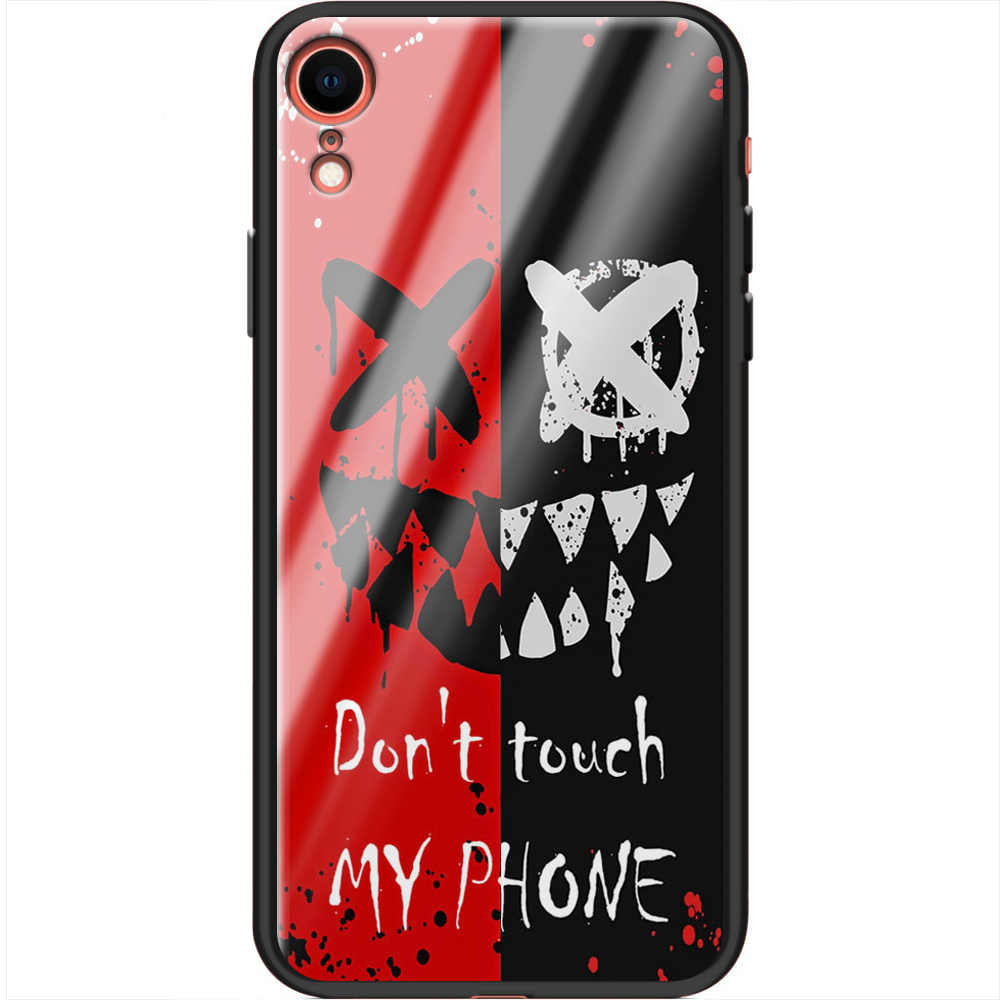 Чехол Boxface iPhone XR Bad Smile Черный силикон со стеклом (35417-up2468-37736)