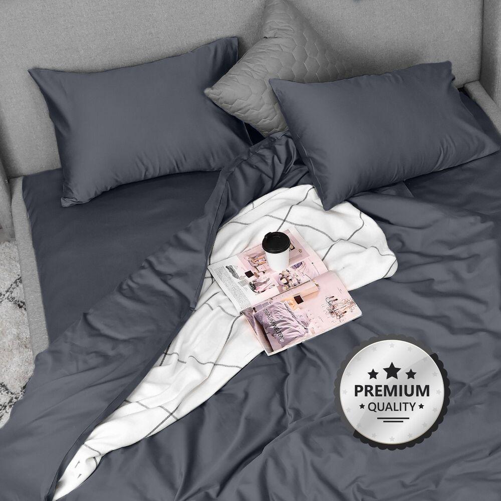 Комплект постільної білизни IDEIA сатин бавовна преміум євро 200х220 см Темно-сірий (26827) - фото 9 Комплект постільної білизни IDEIA сатин бавовна преміум євро 200х220 см Темно-сірий (26827) - фото 9