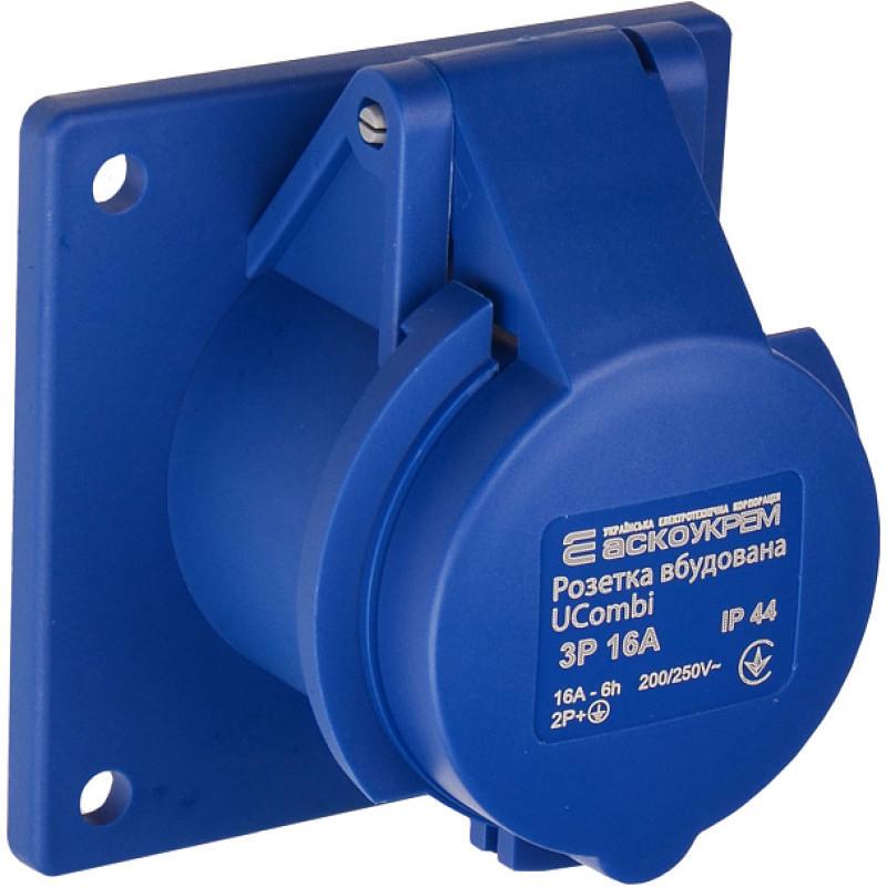 Розетка встроенная АСКО-УКРЕМ полиамид серии UCombi 3P 2Р+ РЕ 16A IP 44 (A0080010158)