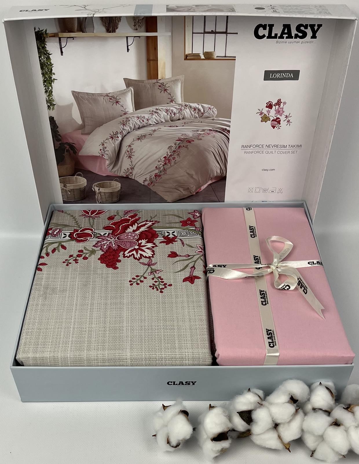 Комплект постельного белья Clasy Lorinda V1 200x220 см ранфорс Pembe (CN23490)